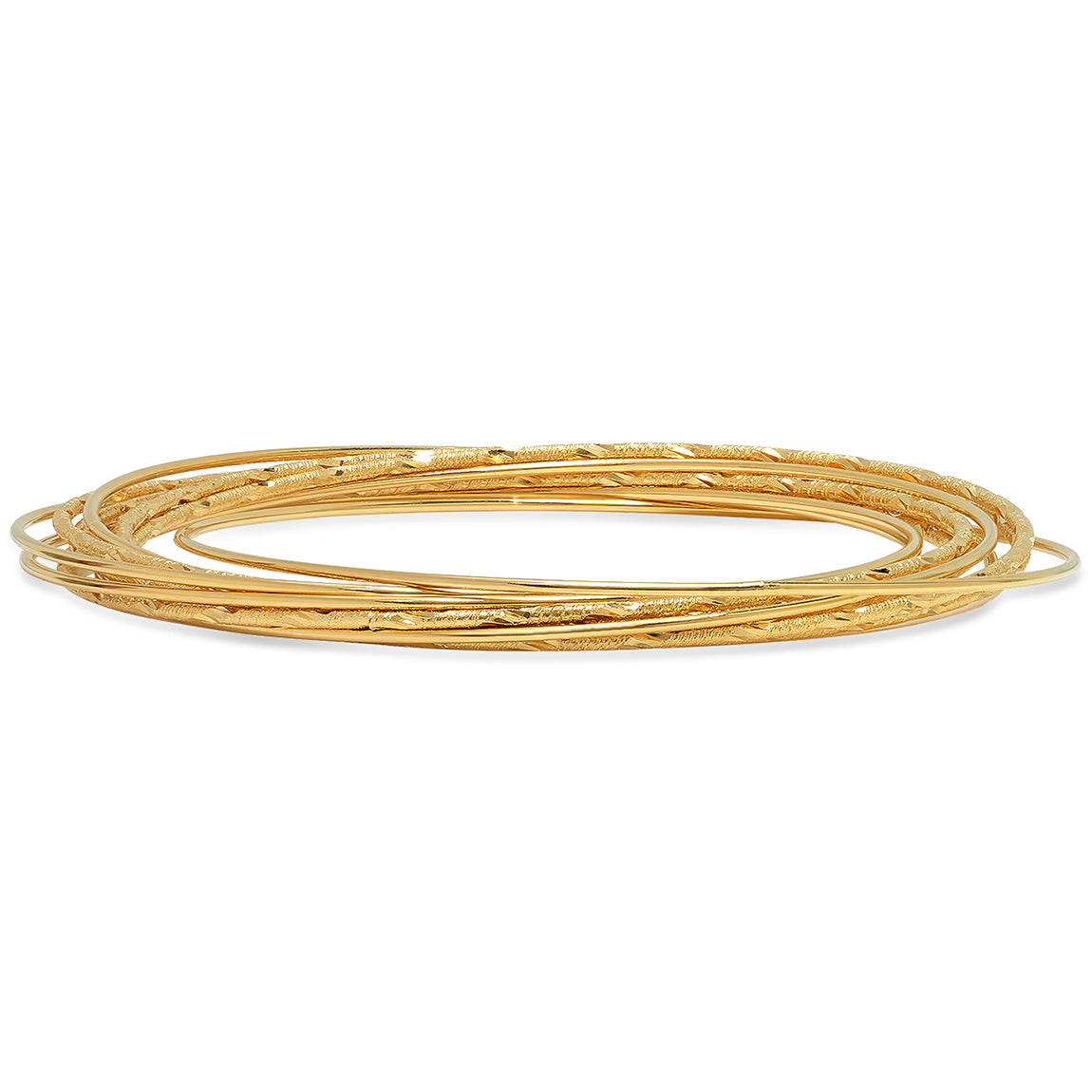 5.6mm Gold Plated 10 pc.. Interconnected Set Bangle Bracelet