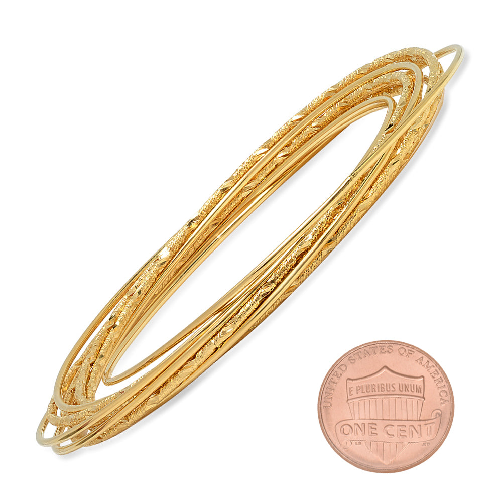 5.6mm Gold Plated 10 pc.. Interconnected Set Bangle Bracelet