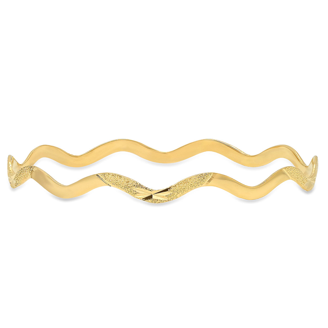 7.6mm Gold Plated Wavy Edge Bangle Bracelet