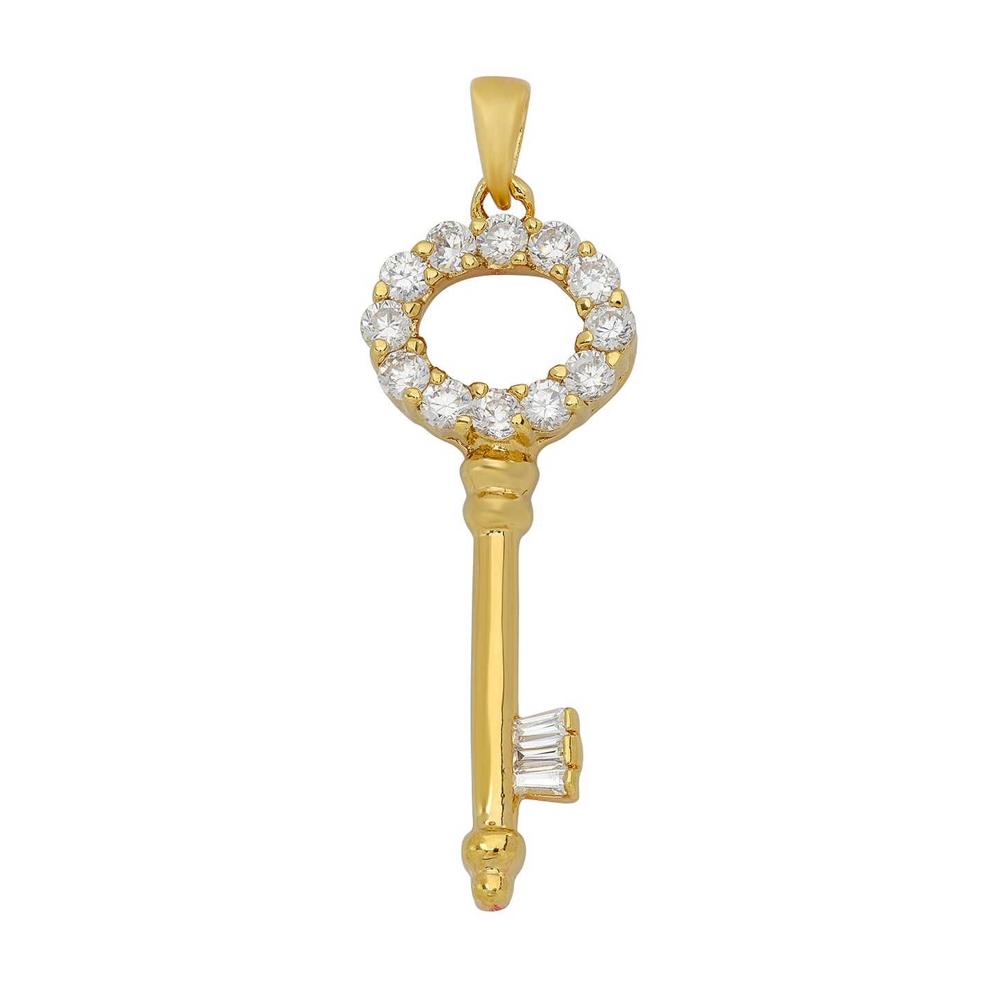 Gold Plated Key to the Heart Pendant w/Cubic Zirconia Accents