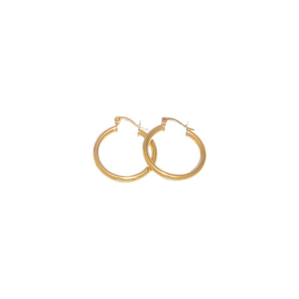 14k Gold Plated Hoop Earrings - Small, Medium, or Large - 20mm - 76mm Sizes + Microfiber Polishing Cloth