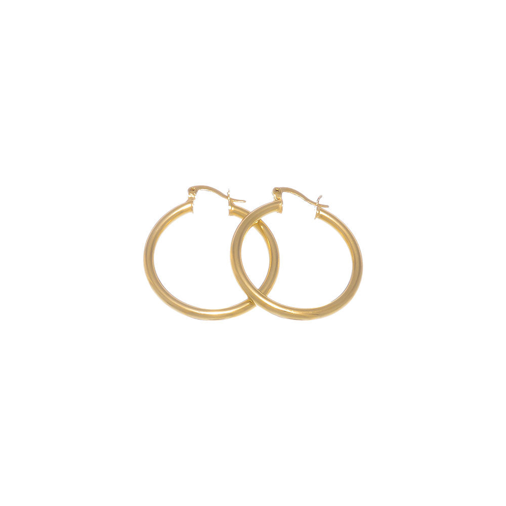 14k Gold Plated Hoop Earrings - Small, Medium, or Large - 20mm - 76mm Sizes + Microfiber Polishing Cloth