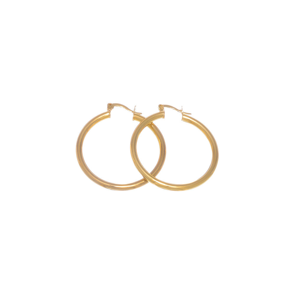 14k Gold Plated Hoop Earrings - Small, Medium, or Large - 20mm - 76mm Sizes + Microfiber Polishing Cloth