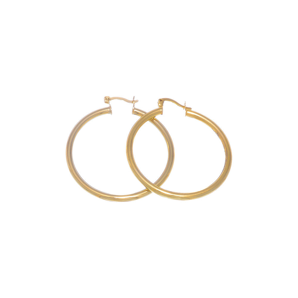 14k Gold Plated Hoop Earrings - Small, Medium, or Large - 20mm - 76mm Sizes + Microfiber Polishing Cloth