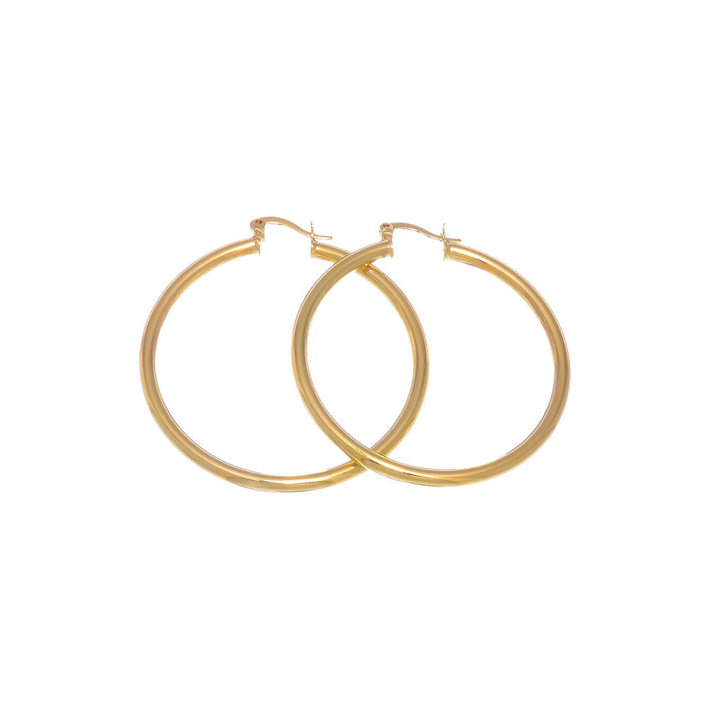 14k Gold Plated Hoop Earrings - Small, Medium, or Large - 20mm - 76mm Sizes + Microfiber Polishing Cloth