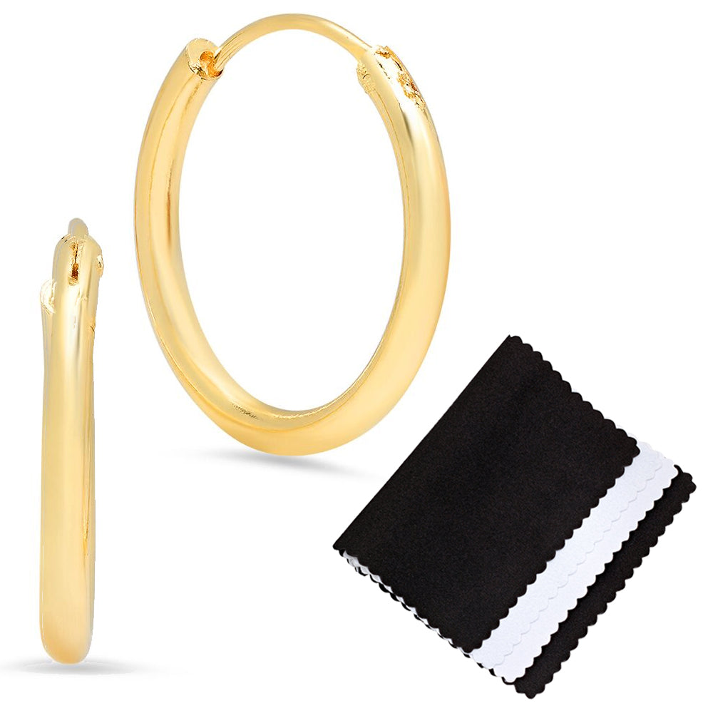 2mm Gold Plated Continuous Endless Hoop Earrings