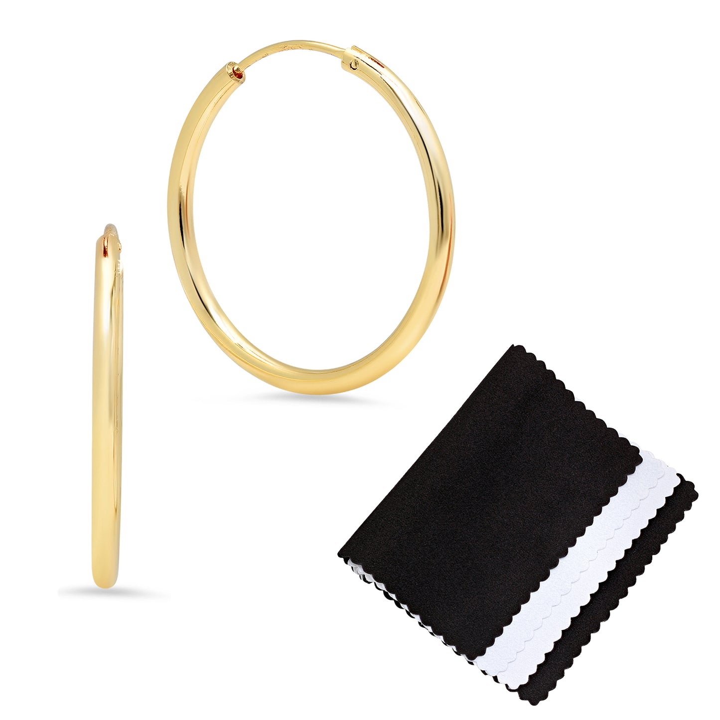 2mm Gold Plated Continuous Endless Hoop Earrings