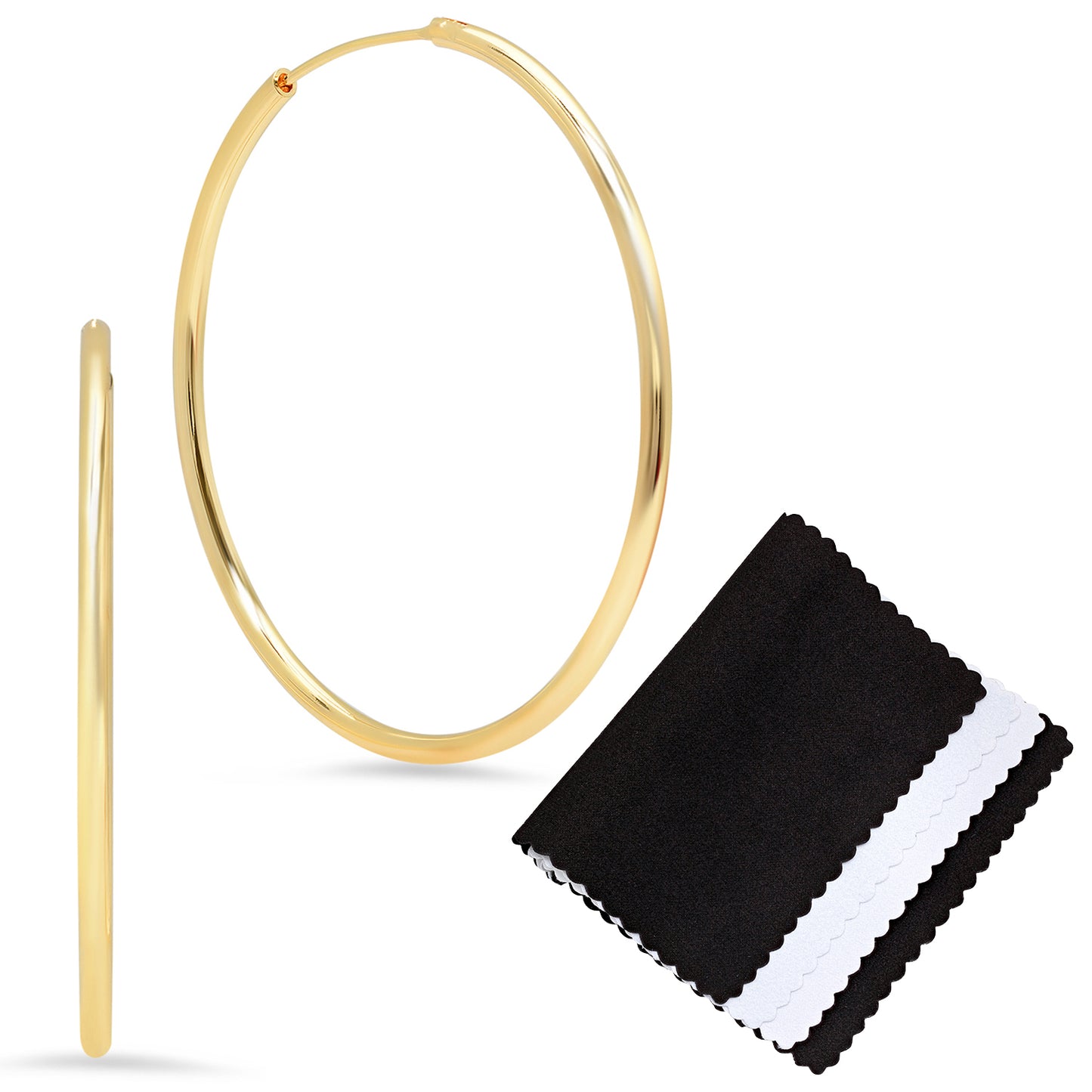 2mm Gold Plated Continuous Endless Hoop Earrings