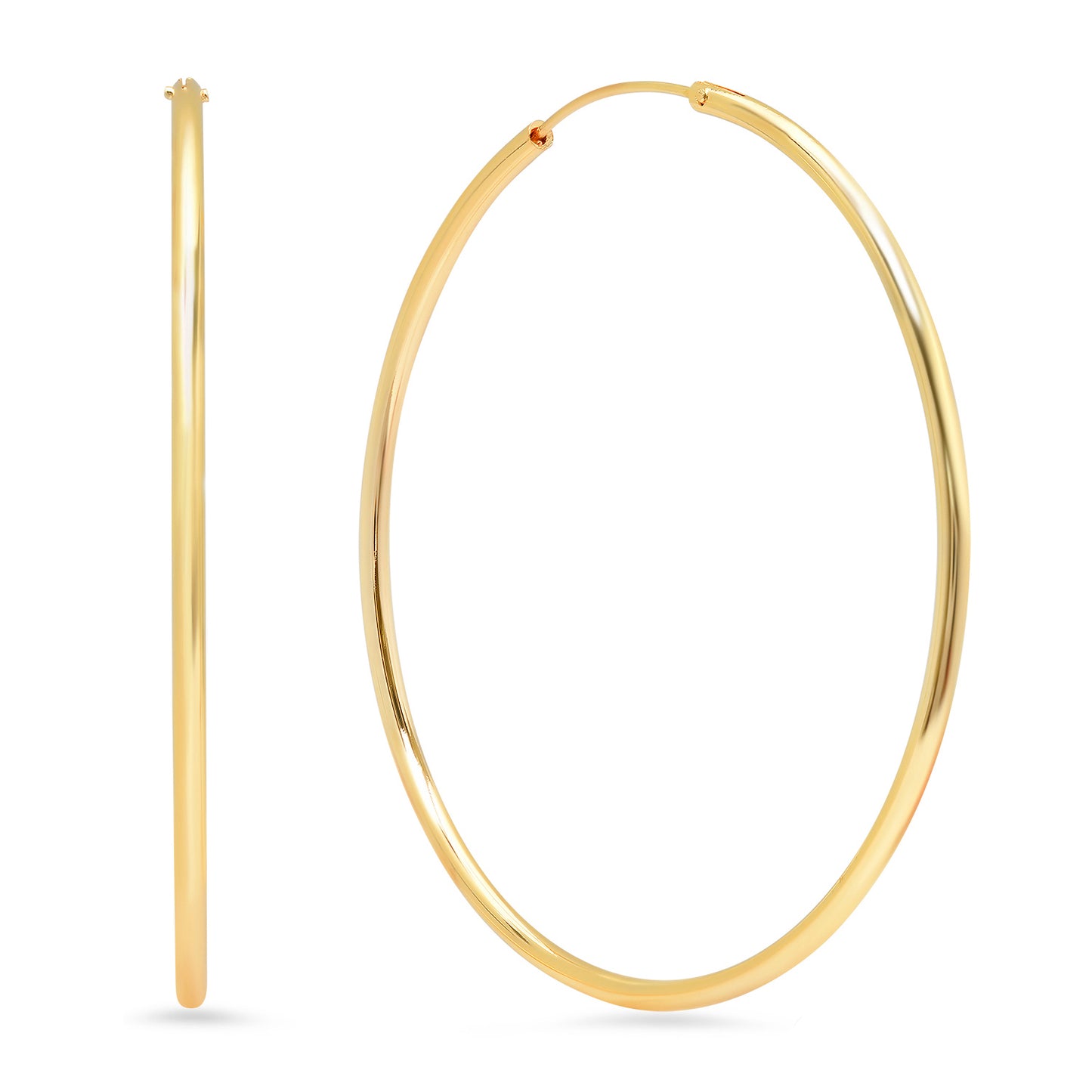 2mm Gold Plated Continuous Endless Hoop Earrings