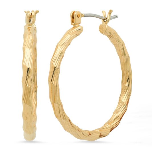 14k Yellow Gold Plated Round Hoop Earrings, 29mm x 27mm (⅛ inches" x ") (SKU: GL-ER1025)