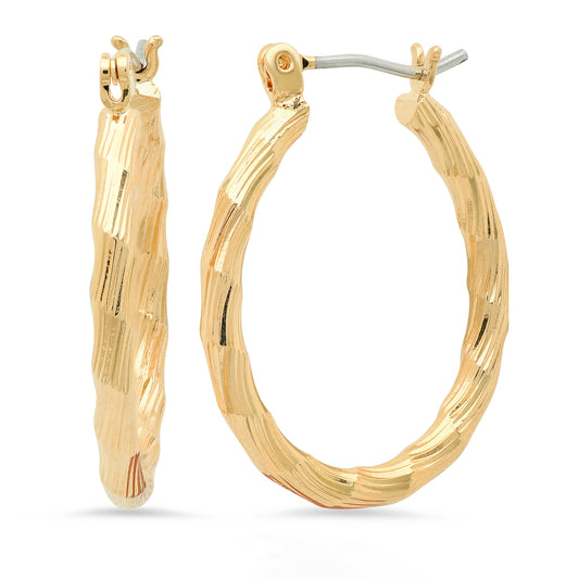 14k Yellow Gold Plated Oval Hoop Earrings, 27mm x 20mm (" x ⅘ inches") (SKU: GL-ER1026)