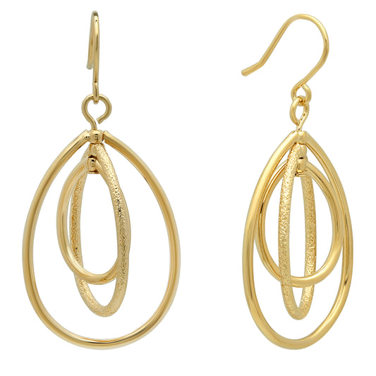 Gold Plated Triple Orbital Teardrop Hoop Earrings