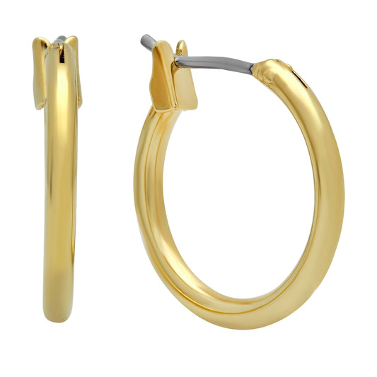 Gold Plated 17mm Smooth Round Hoop Earrings