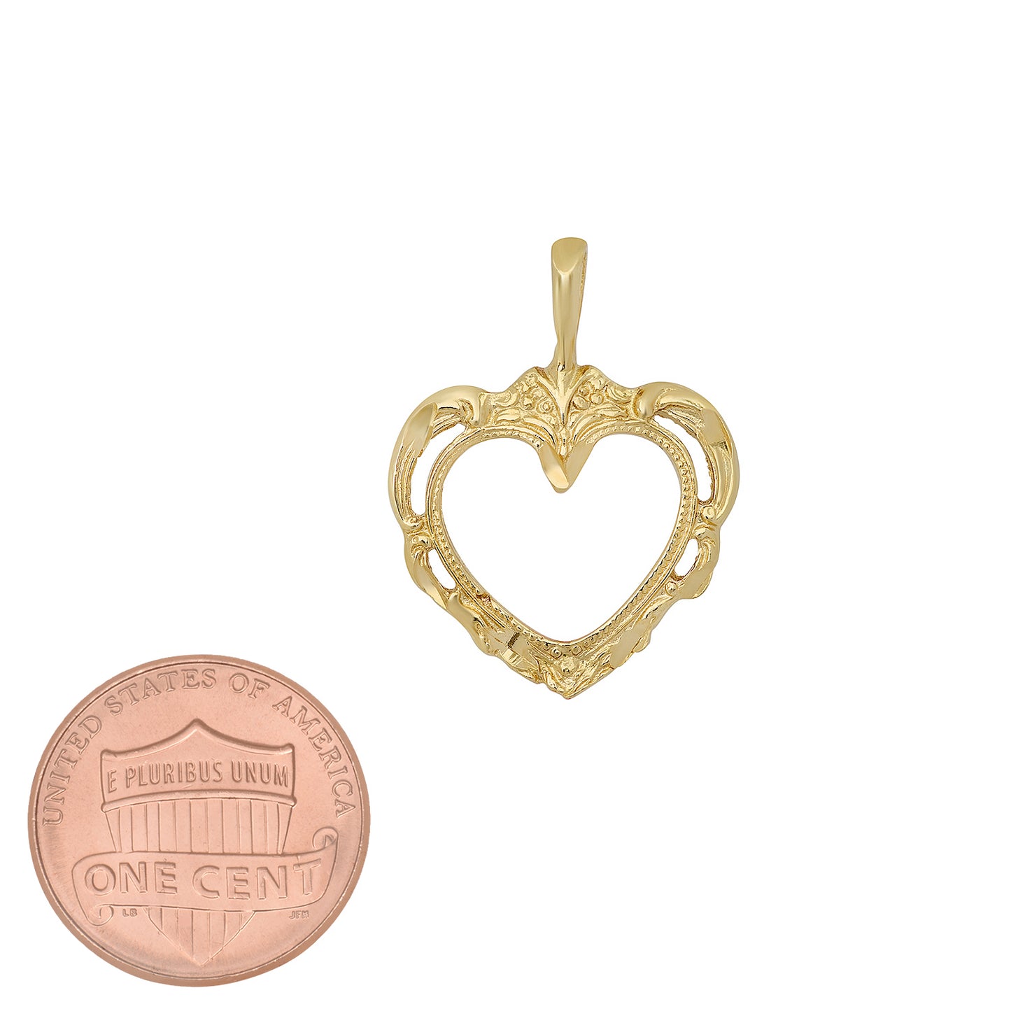 Gold Plated Intricate Filigree Open Heart Shaped Pendant