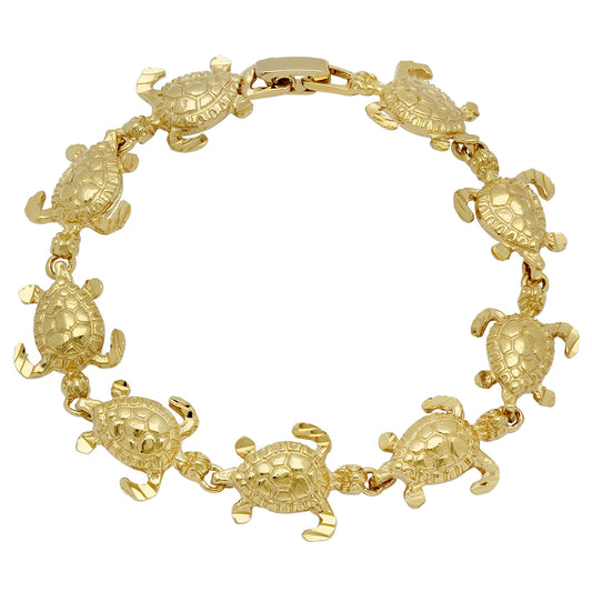 Gold Plated 14mm Sea Turtle Link Bracelet