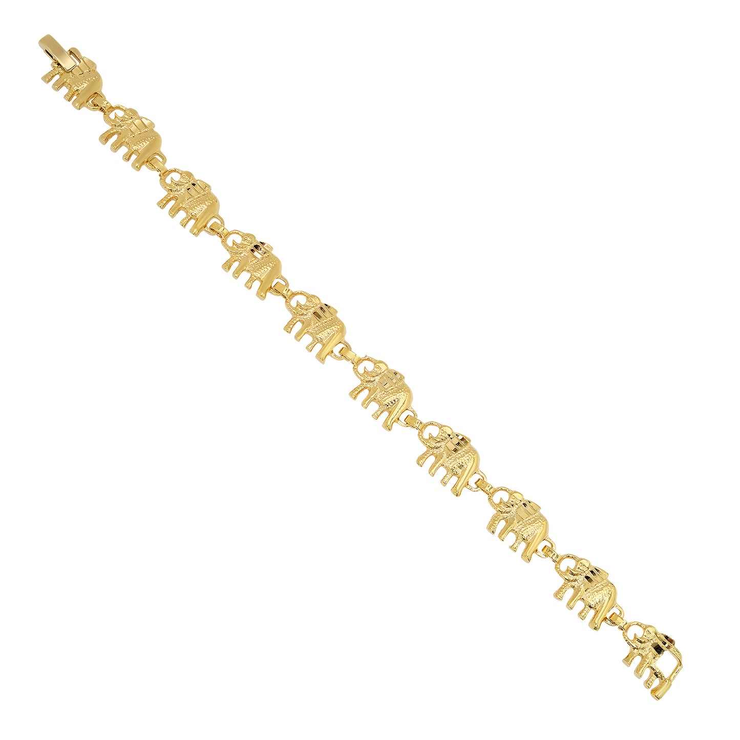 Gold Plated 10mm Elephant Link Bracelet + Jewelry Polishing Cloth (SKU: GL-LB66)