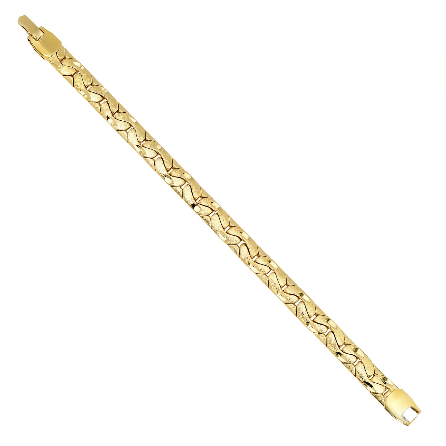 Gold Plated Textured Flat Mariner Link Anchor Style Bracelet + Jewelry Polishing Cloth (SKU: GL-LB78)