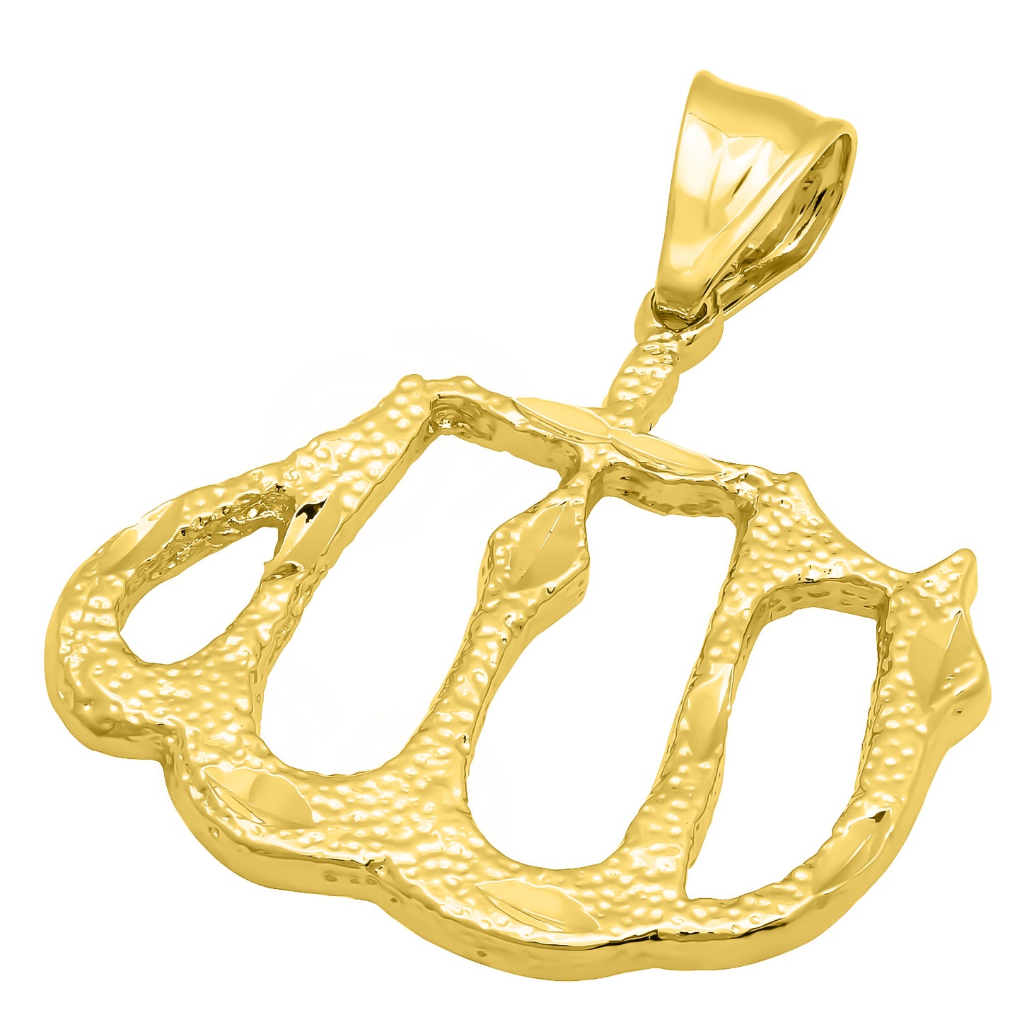 14k Gold Heavy Plated Dappled Arabic Allah Calligraphy Pendant + Chain Necklace Choose Style (Rope, Figaro, or Curb) Set