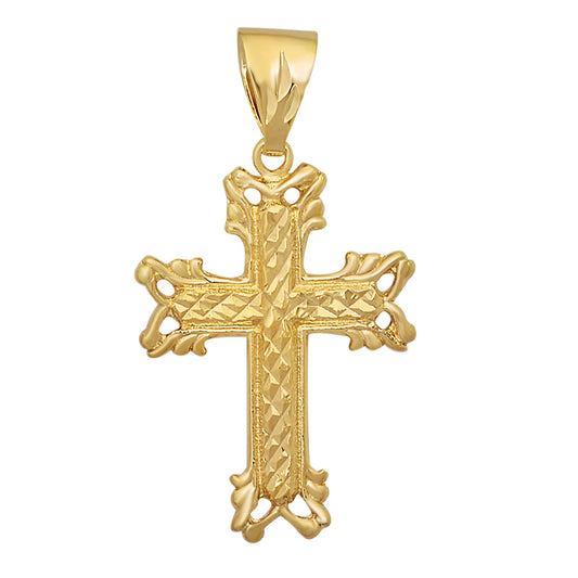 14k Gold Plated 30mm x 42mm Diamond-Pattern Maltese Cross Pendant,