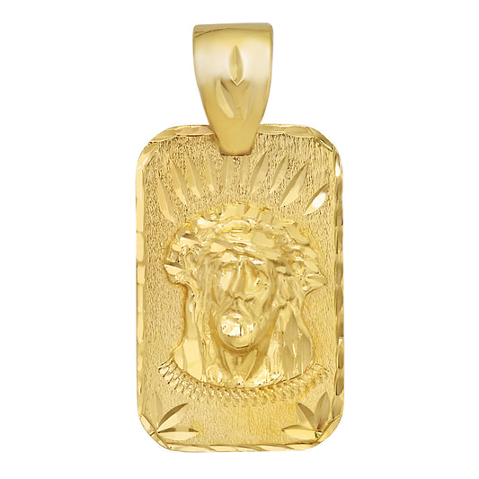 Large 14k Gold Heavy Plated Diamond-Cut Face Of Jesus Pendant + Chain Necklace Choose Style (Rope, Figaro, or Curb) Set