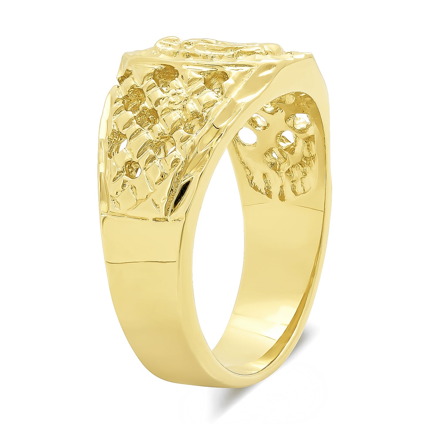 Men's 22mm 14k Yellow Gold Plated Virgin Mary Ring + Gift Box