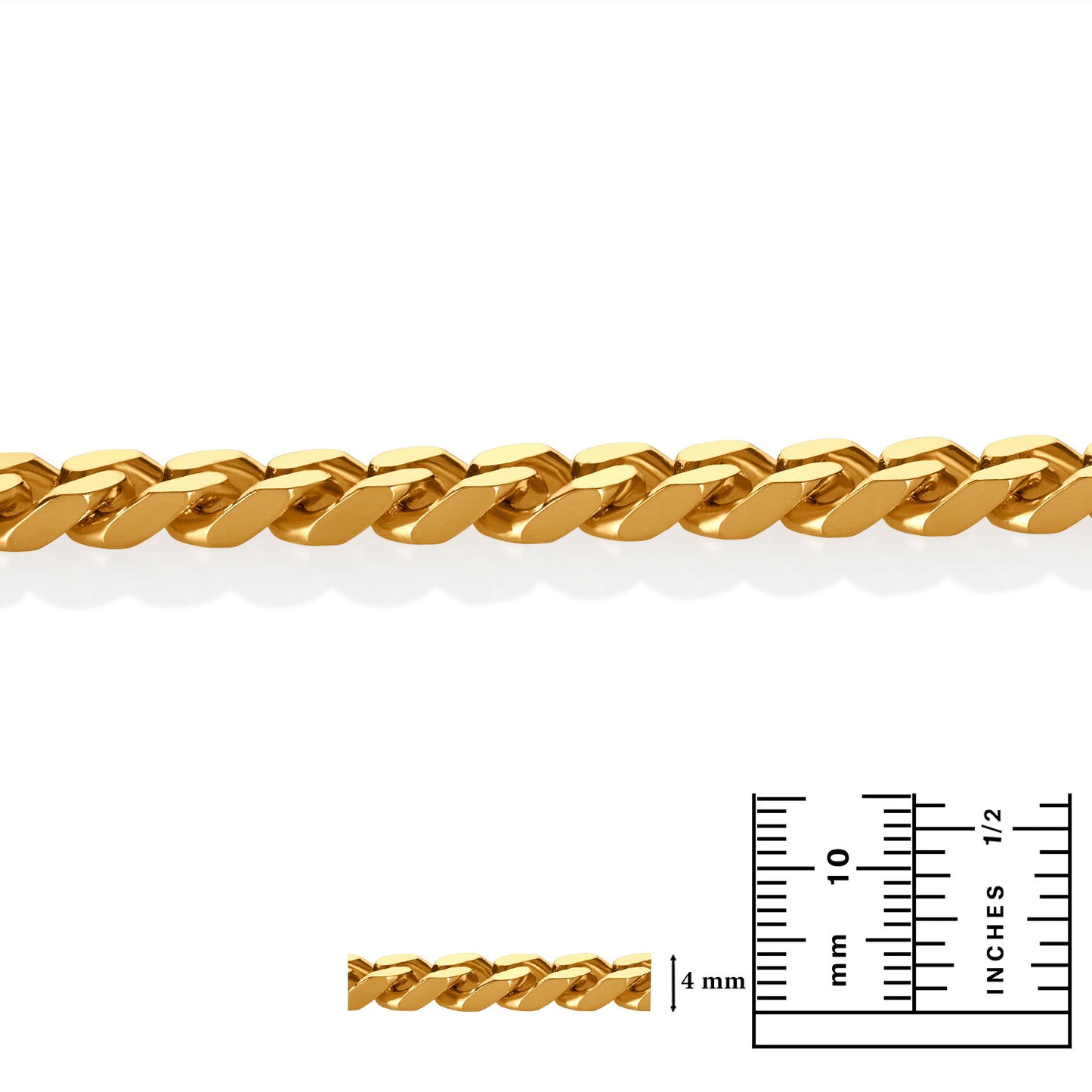 Men's 9.2mm 14k Yellow Gold Plated Beveled Curb Chain Bracelet + Gift Box (SKU: GL-MNB7-BX)