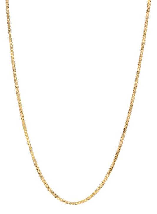 1.3mm 14k Yellow Gold Plated Square Box Chain Necklace