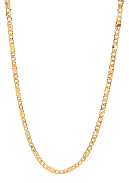 3.3mm 14k Yellow Gold Plated Flat Cuban Link Curb Chain Necklace