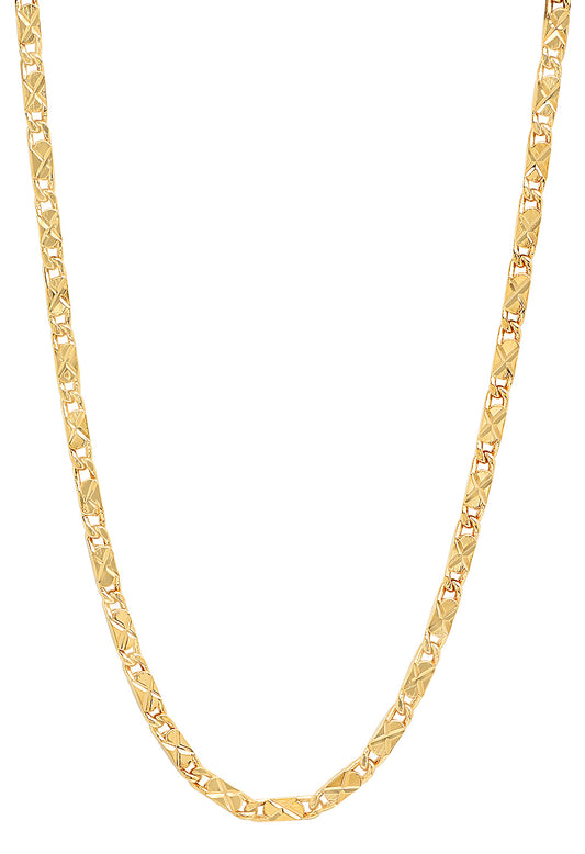 3.1mm 14k Yellow Gold Plated Flat Link Chain Necklace