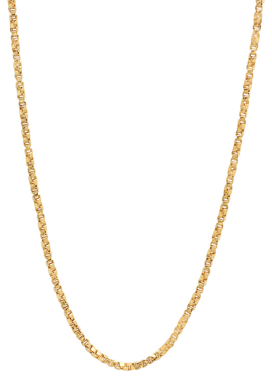 2.3mm 14k Yellow Gold Plated Square Twisted Box Chain Necklace