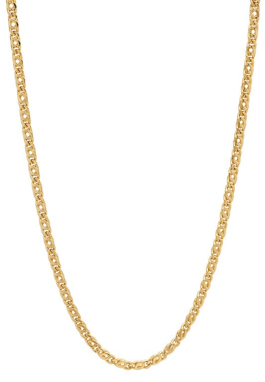 2.8mm 24k Yellow Gold Plated Flat Mariner Chain Necklace