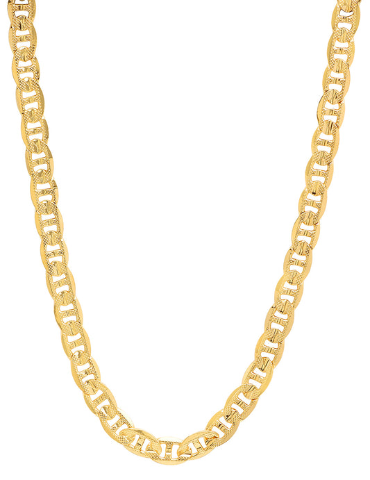 7mm 14k Yellow Gold Plated Flat Mariner Chain Necklace