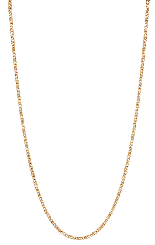 1.6mm 24k Yellow Gold Plated Flat Cuban Link Curb Chain Necklace