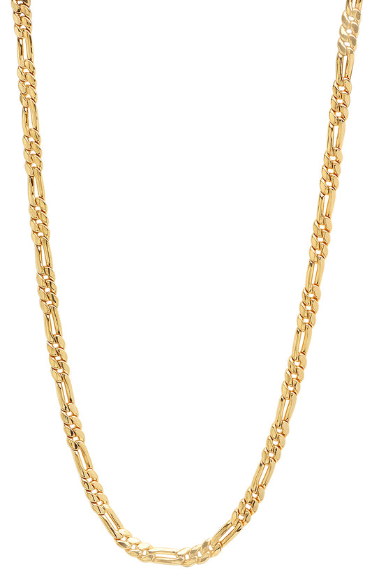 4.1mm 14k Yellow Gold Plated Flat Figaro Chain Necklace + Gift Box