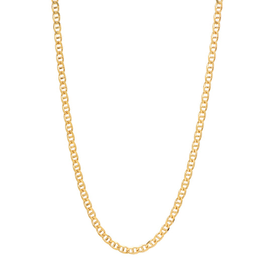 3.3mm 24k Yellow Gold Plated Flat Mariner Chain Necklace