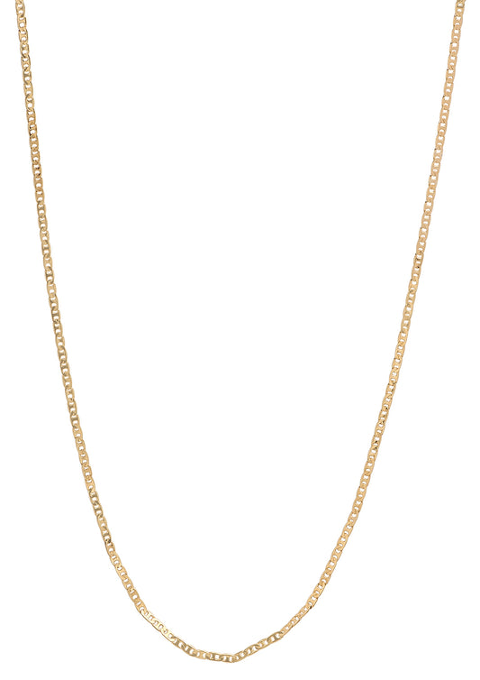 1.5mm 24k Yellow Gold Plated Flat Mariner Chain Necklace + Gift Box