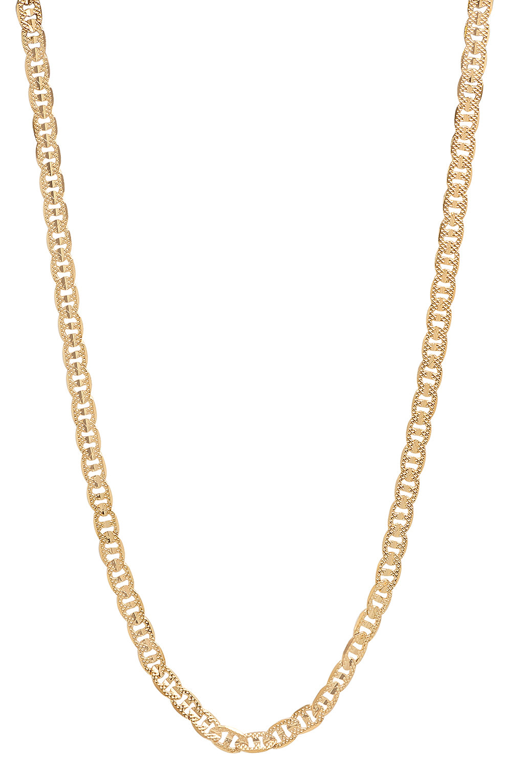 3.9mm 14k Yellow Gold Plated Flat Mariner Chain Necklace + Gift Box