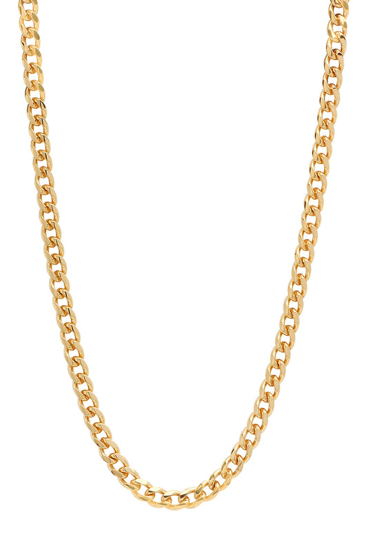 4.9mm 14k Yellow Gold Plated Flat Cuban Link Curb Chain Necklace + Gift Box