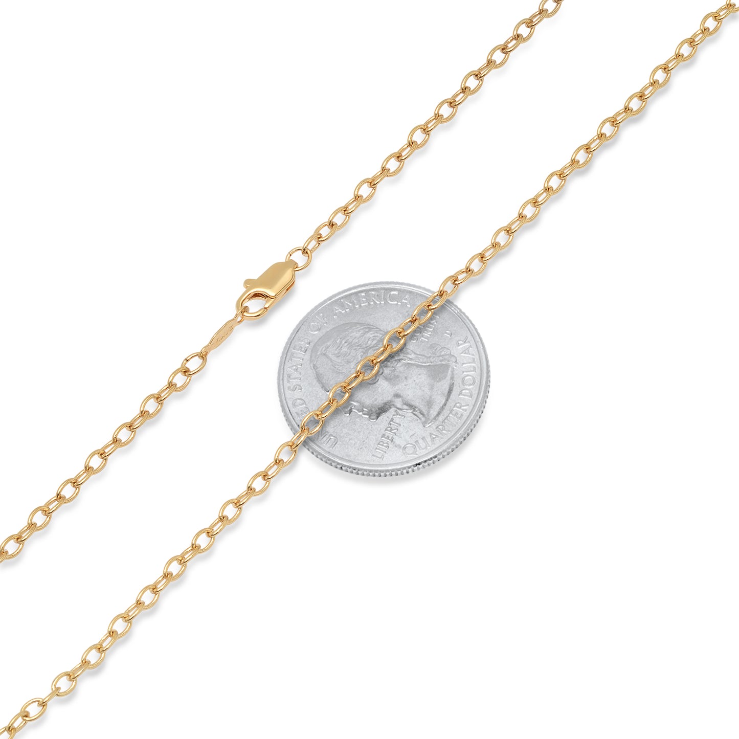 3mm 24k Yellow Gold Plated Cable Chain Necklace