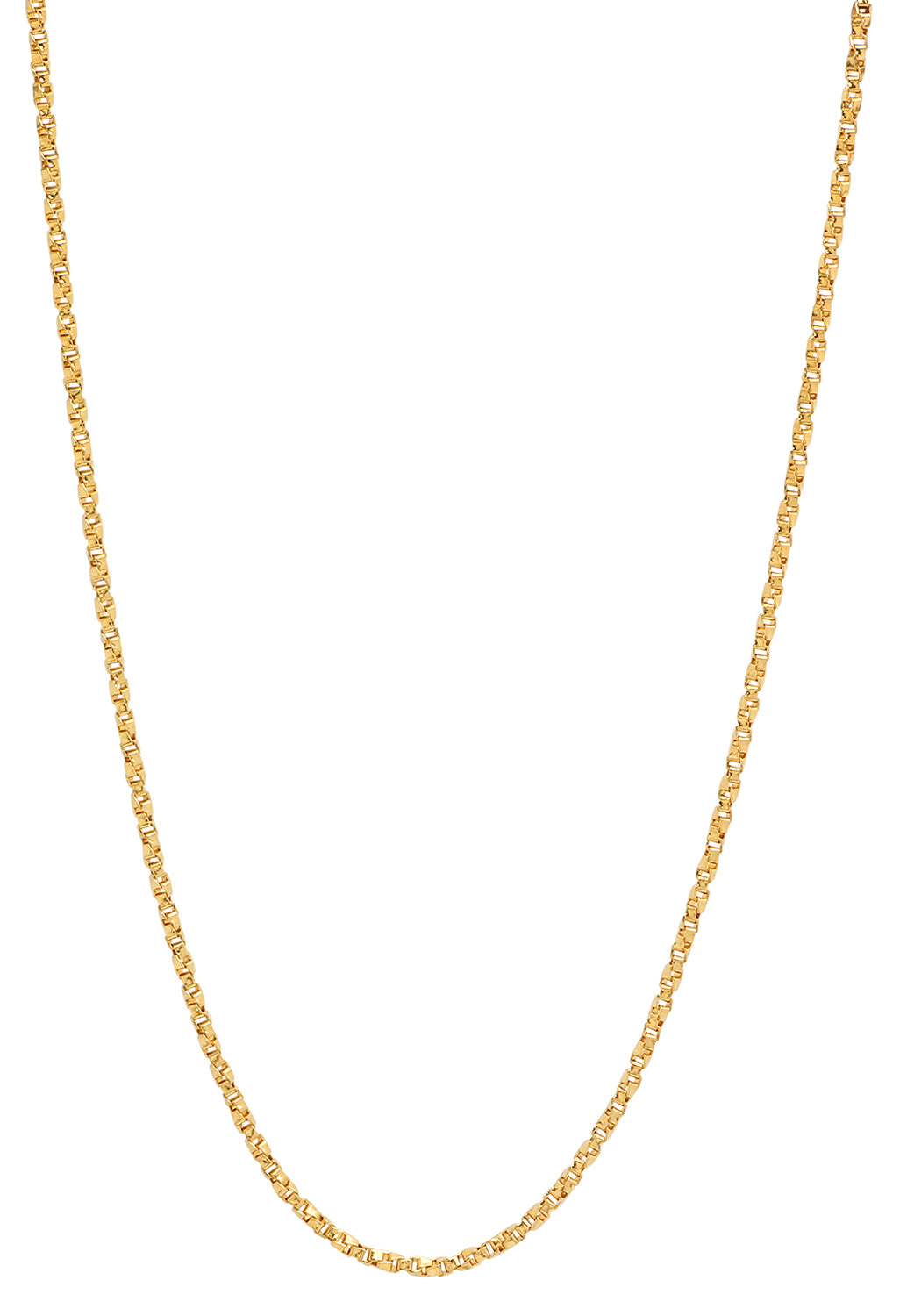 1.7mm 14k Yellow Gold Plated Square Twisted Box Chain Necklace