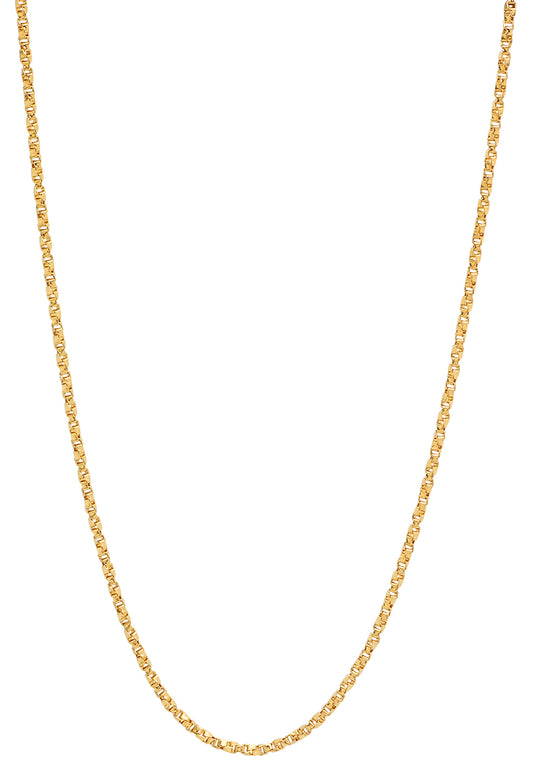 1.7mm 14k Yellow Gold Plated Square Twisted Box Chain Necklace