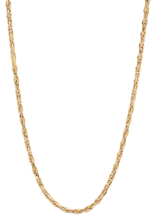 2.9mm 14k Yellow Gold Plated Braided Wheat Chain Necklace + Gift Box