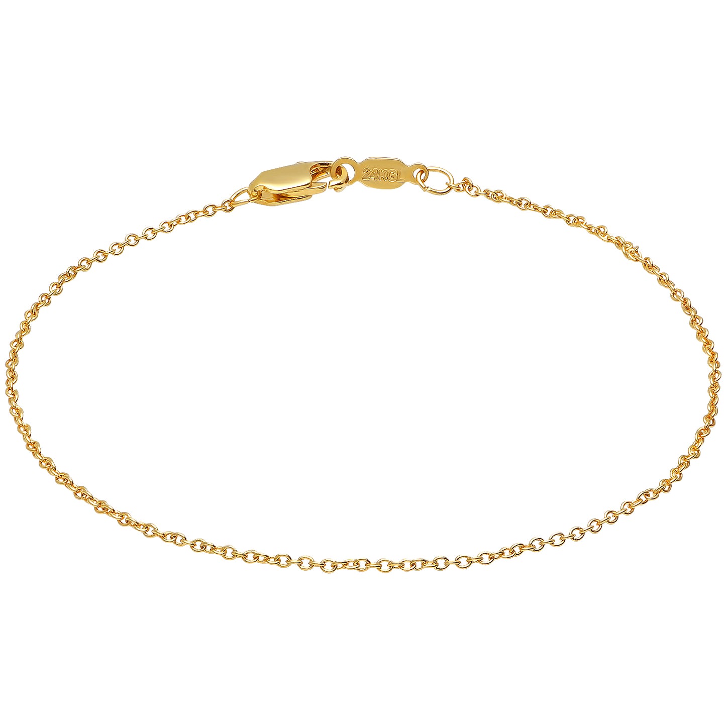 1.3mm 24k Yellow Gold Plated Cable Chain Necklace