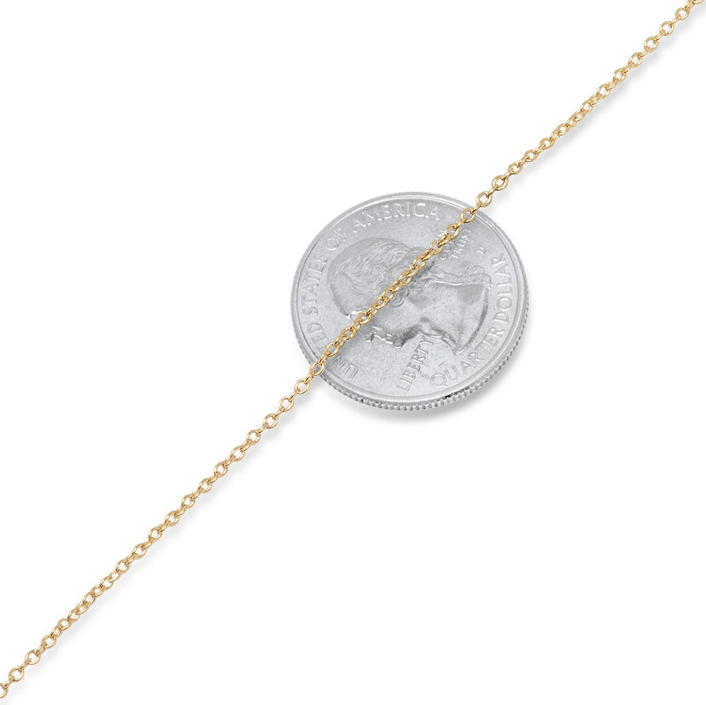 1.3mm 14k Yellow Gold Plated Cable Cable Chain Link Bracelet (SKU: GL-NC1040B)