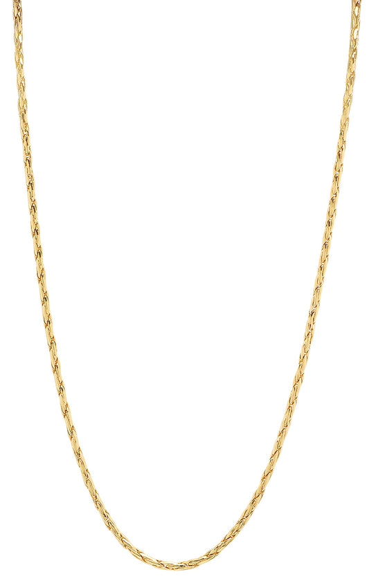 2mm Polished 24k Yellow Gold Plated Braided Wheat Chain Necklace