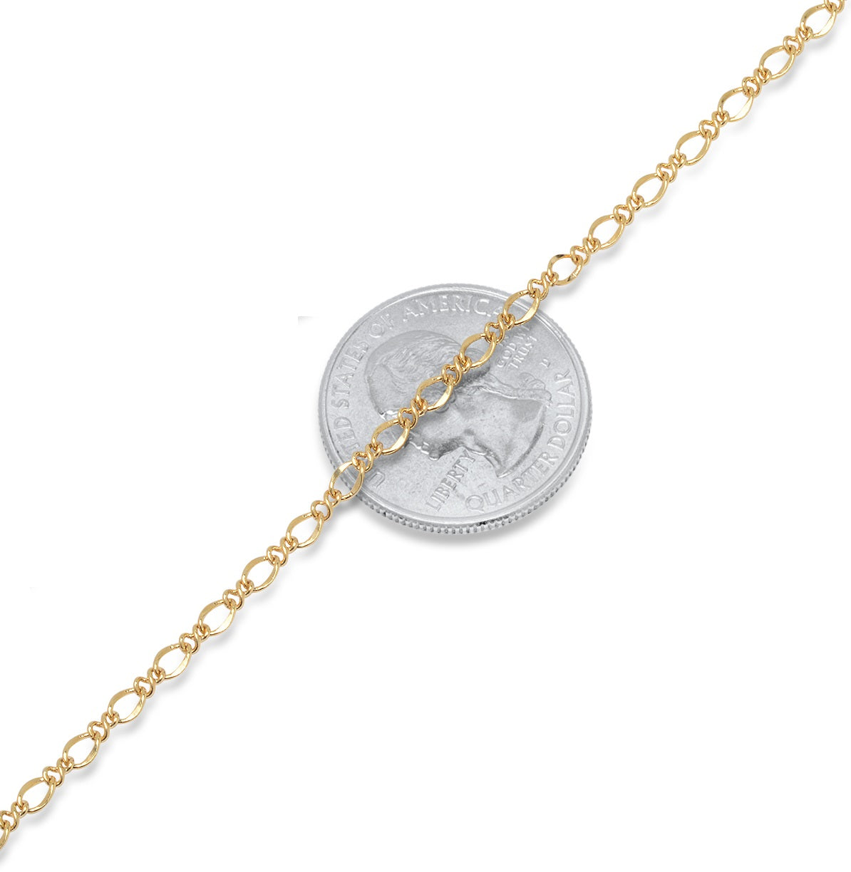 Women's 2.7mm 14k Yellow Gold Plated Cable Chain Bracelet