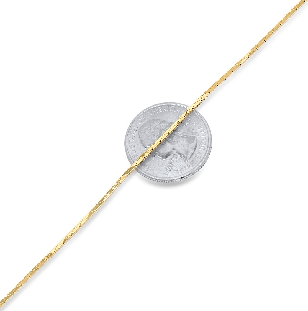 Women's 1mm 24k Yellow Gold Plated Round Snake Chain Necklace