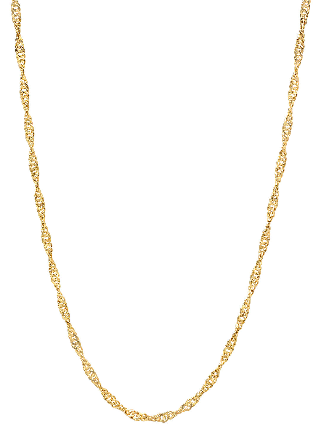 Women's 2.5mm 24k Yellow Gold Plated Twisted Singapore Chain Necklace