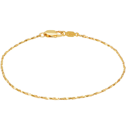 Women's 1.3mm 14k Yellow Gold Plated Round Snake Chain Link Bracelet (SKU: GL-NC1046B)