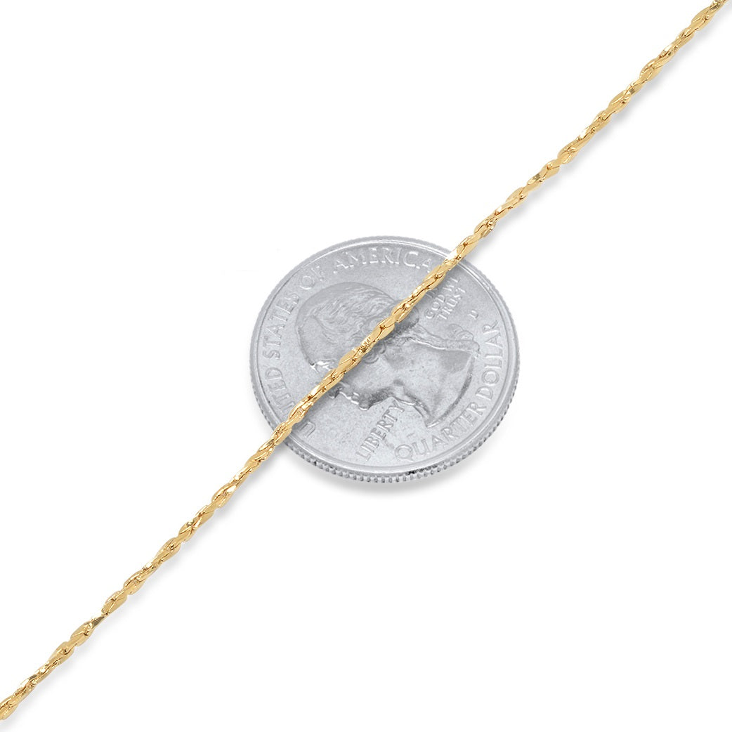 Women's 1.3mm 14k Yellow Gold Plated Round Snake Chain Link Bracelet